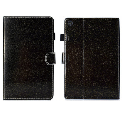 For Samsung Galaxy Tab A11 / A9 Glitter Powder Smart PU Tablet Case with Sleep / Wake-up Function(Black) by bashfashion