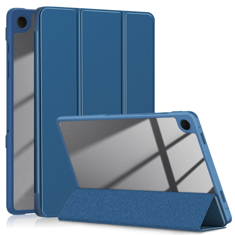 For Samsung Galaxy Tab A9+ / Tab A11+ Acrylic 3-folding Solid Color Smart Leather Tablet Case(Blue) by bashfashion