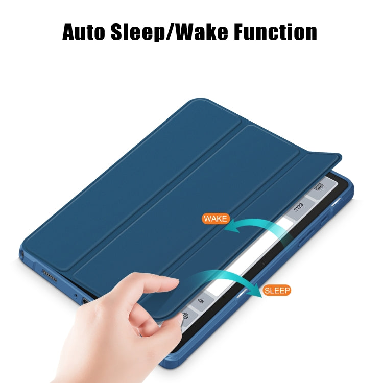 For Samsung Galaxy Tab A9+ / Tab A11+ Acrylic 3-folding Solid Color Smart Leather Tablet Case(Blue) by bashfashion