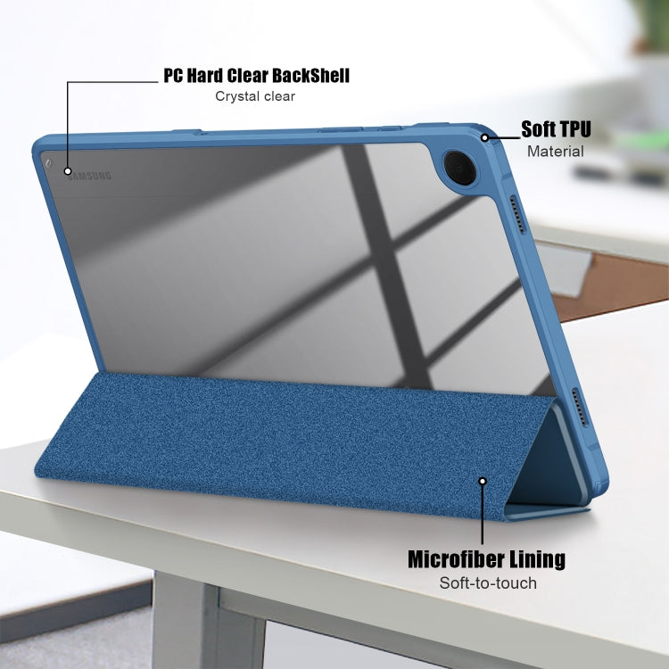 For Samsung Galaxy Tab A9+ / Tab A11+ Acrylic 3-folding Solid Color Smart Leather Tablet Case(Blue) by bashfashion