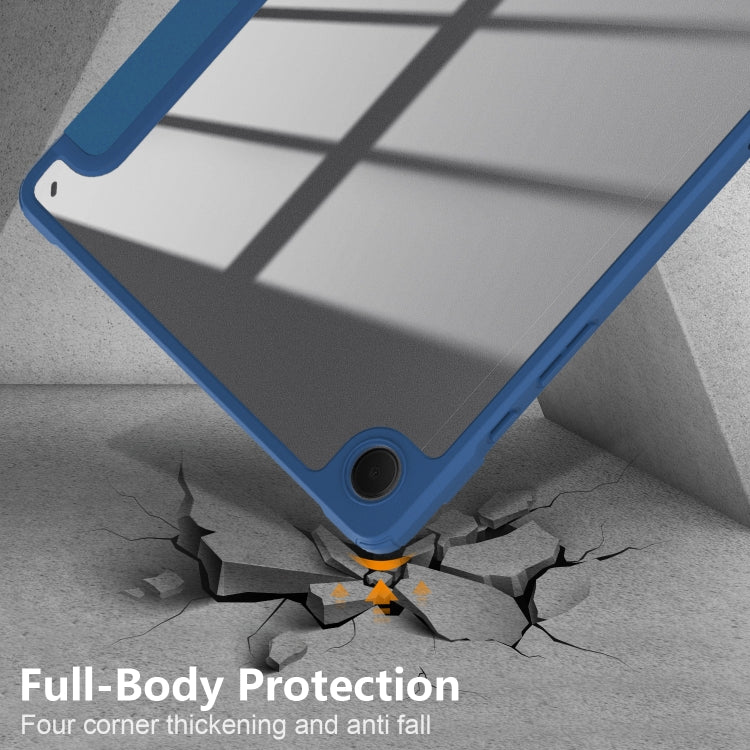 For Samsung Galaxy Tab A9+ / Tab A11+ Acrylic 3-folding Solid Color Smart Leather Tablet Case(Blue) by bashfashion