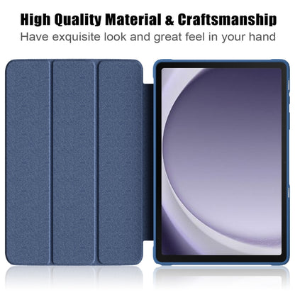 For Samsung Galaxy Tab A9+ / Tab A11+ Acrylic 3-folding Solid Color Smart Leather Tablet Case(Blue) by bashfashion