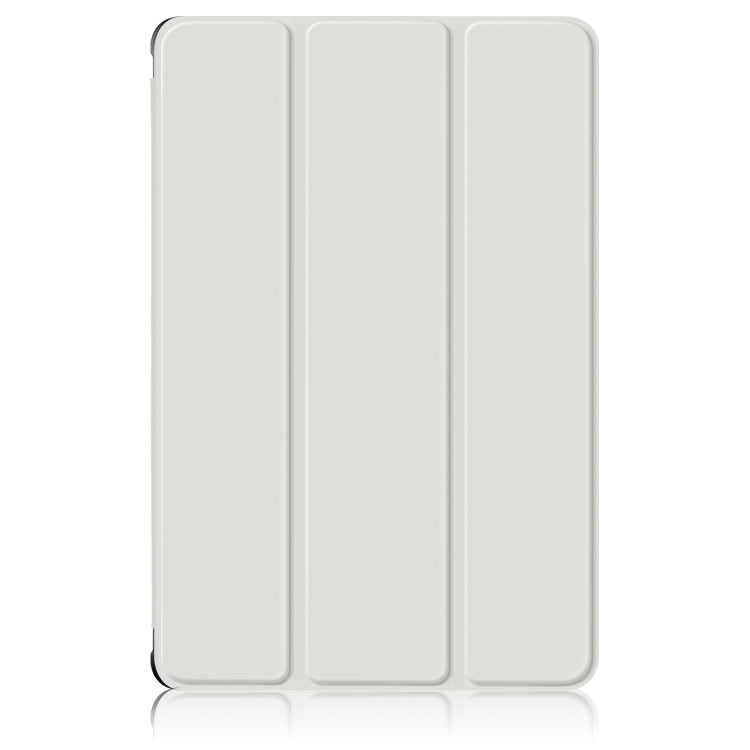 For Samsung Galaxy Tab A9+ / Tab A11+ Acrylic 3-folding Solid Color Smart Leather Tablet Case(White) by bashfashion