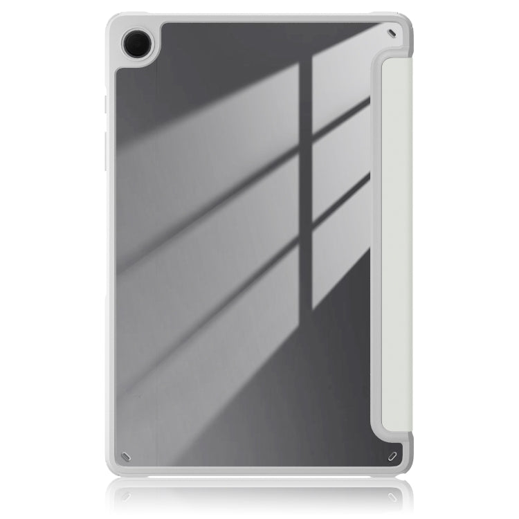 For Samsung Galaxy Tab A9+ / Tab A11+ Acrylic 3-folding Solid Color Smart Leather Tablet Case(White) by bashfashion