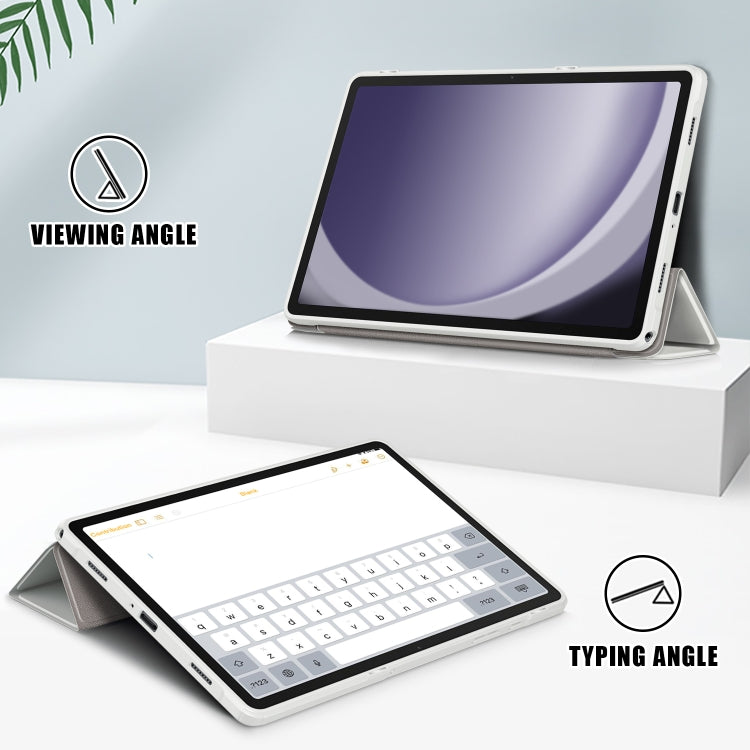 For Samsung Galaxy Tab A9+ / Tab A11+ Acrylic 3-folding Solid Color Smart Leather Tablet Case(White) by bashfashion