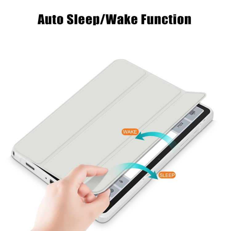 For Samsung Galaxy Tab A9+ / Tab A11+ Acrylic 3-folding Solid Color Smart Leather Tablet Case(White) by bashfashion