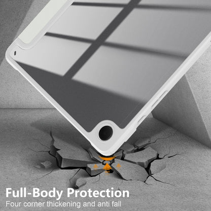 For Samsung Galaxy Tab A9+ / Tab A11+ Acrylic 3-folding Solid Color Smart Leather Tablet Case(White) by bashfashion