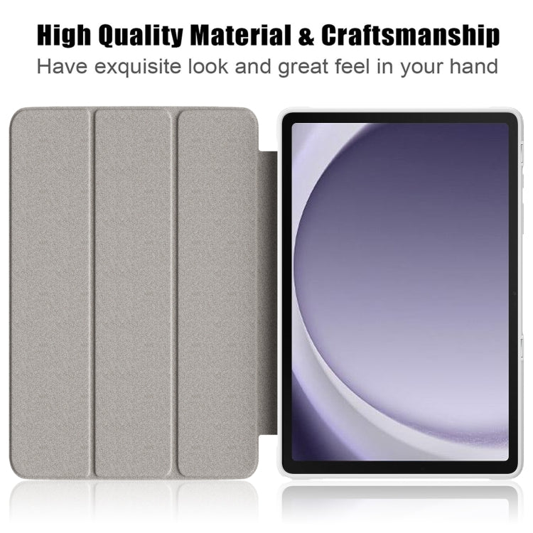 For Samsung Galaxy Tab A9+ / Tab A11+ Acrylic 3-folding Solid Color Smart Leather Tablet Case(White) by bashfashion