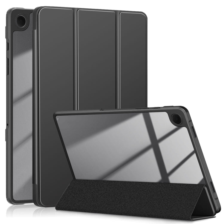For Samsung Galaxy Tab A9+ / Tab A11+ Acrylic 3-folding Solid Color Smart Leather Tablet Case(Black) by bashfashion
