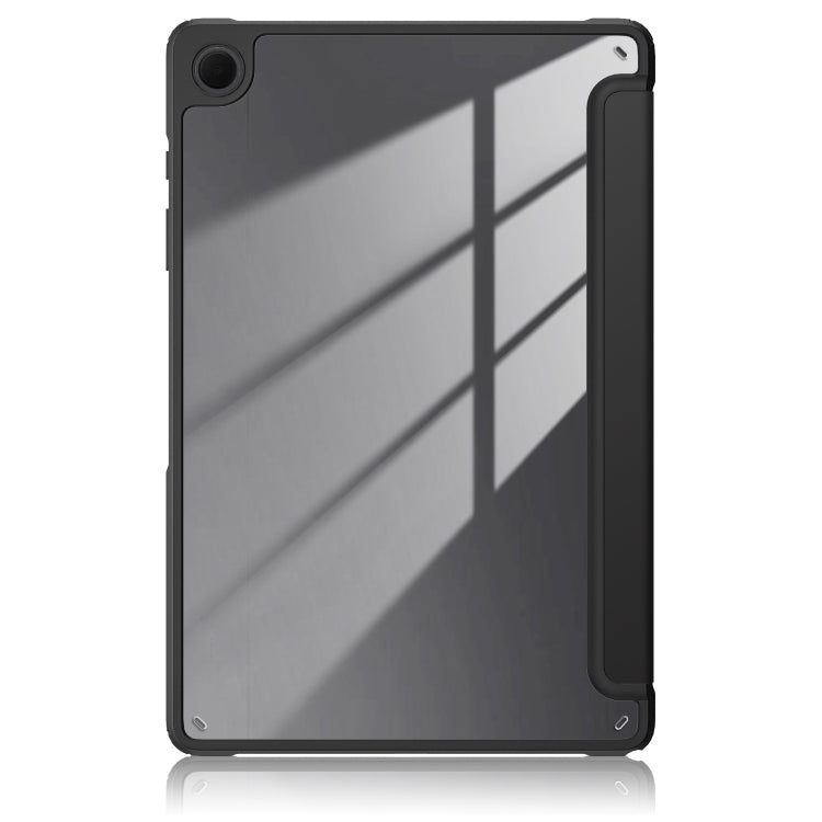 For Samsung Galaxy Tab A9+ / Tab A11+ Acrylic 3-folding Solid Color Smart Leather Tablet Case(Black) by bashfashion