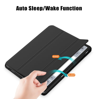 For Samsung Galaxy Tab A9+ / Tab A11+ Acrylic 3-folding Solid Color Smart Leather Tablet Case(Black) by bashfashion
