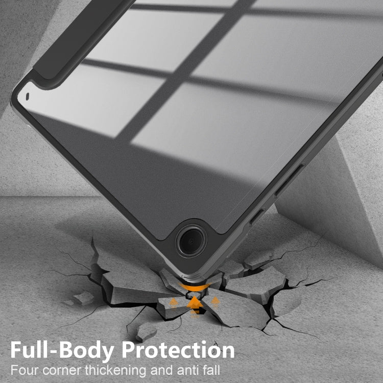 For Samsung Galaxy Tab A9+ / Tab A11+ Acrylic 3-folding Solid Color Smart Leather Tablet Case(Black) by bashfashion