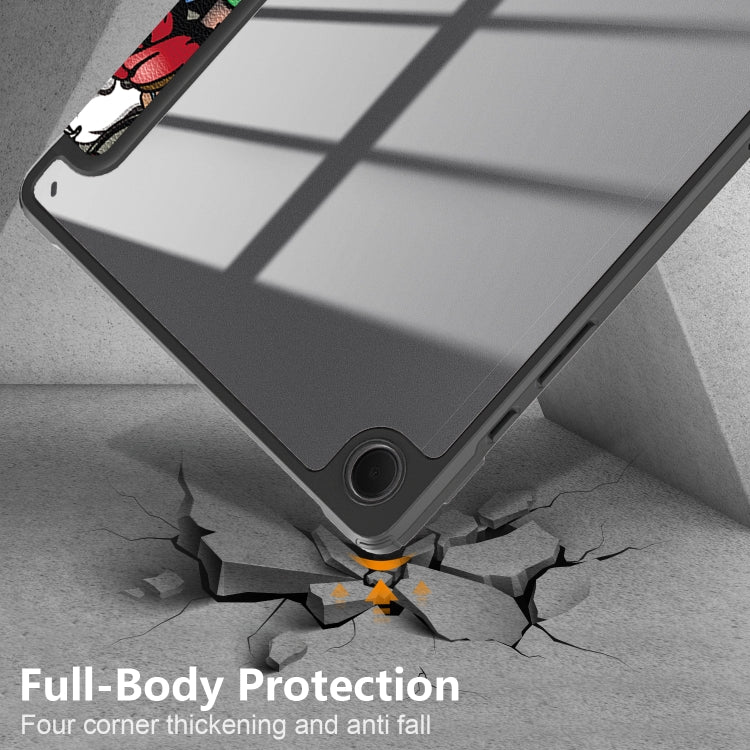 For Samsung Galaxy Tab A9+ / Tab A11+ Acrylic 3-folding Painted Smart Leather Tablet Case(Graffiti) by bashfashion