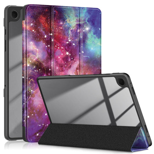For Samsung Galaxy Tab A9+ / Tab A11+ Acrylic 3-folding Painted Smart Leather Tablet Case(Milky Way) by bashfashion