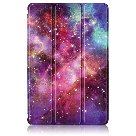 For Samsung Galaxy Tab A9+ / Tab A11+ Acrylic 3-folding Painted Smart Leather Tablet Case(Milky Way) by bashfashion