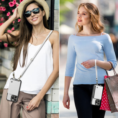 For iPhone 15 Pro Max JEEHOOD C22 Series Zipper Wallet Leather Phone Case with Dual Lanyard(White) by JEEHOOD