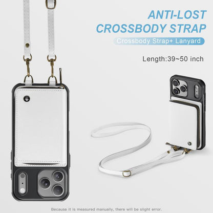 For iPhone 17 Pro Max JEEHOOD C22 Series Zipper Wallet Leather Phone Case with Dual Lanyard(White) by JEEHOOD