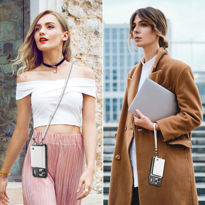 For iPhone 17 Pro Max JEEHOOD C22 Series Zipper Wallet Leather Phone Case with Dual Lanyard(White) by JEEHOOD