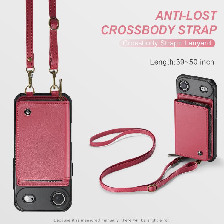 For iPhone Air JEEHOOD C22 Series Zipper Wallet Leather Phone Case with Dual Lanyard(Red) by JEEHOOD
