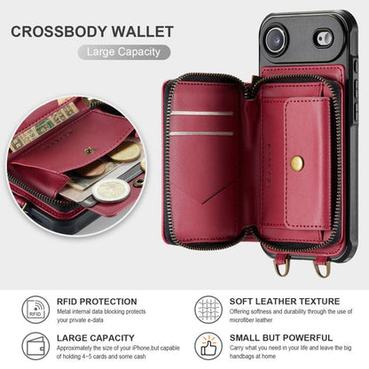 For iPhone Air JEEHOOD C22 Series Zipper Wallet Leather Phone Case with Dual Lanyard(Red) by JEEHOOD