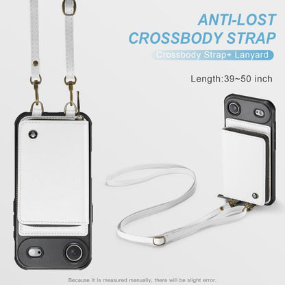 For iPhone Air JEEHOOD C22 Series Zipper Wallet Leather Phone Case with Dual Lanyard(White) by JEEHOOD