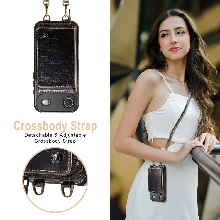 For iPhone Air JEEHOOD C22 Series Zipper Wallet Leather Phone Case with Dual Lanyard(Coffee) by JEEHOOD