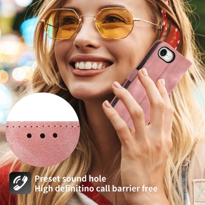 For iPhone 16e Skin-feel Flowers Embossed Wallet Leather Phone Case(Pink) by bashfashion