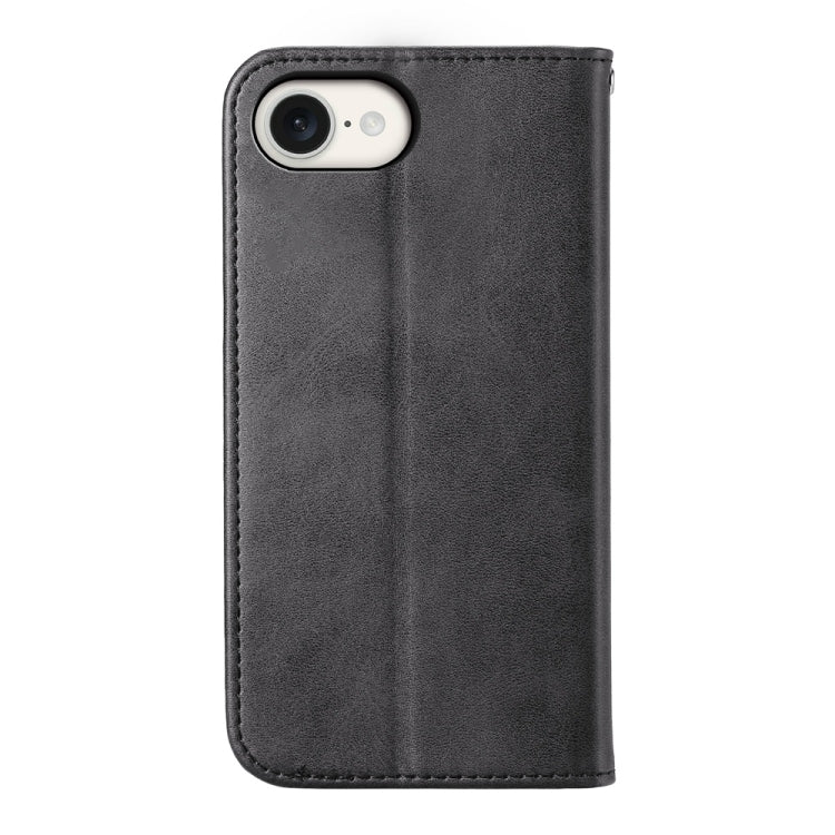 For iPhone 16e Cubic Grid Calf Texture Magnetic Leather Phone Case(Black) by bashfashion