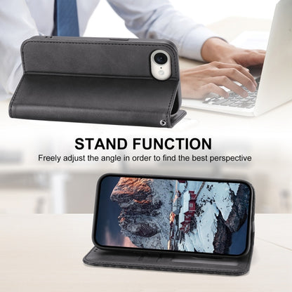 For iPhone 16e Cubic Grid Calf Texture Magnetic Leather Phone Case(Black) by bashfashion