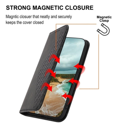 For iPhone 16e Cubic Grid Calf Texture Magnetic Leather Phone Case(Black) by bashfashion