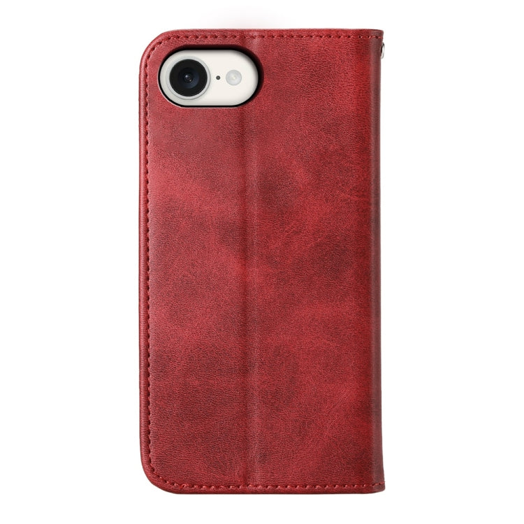 For iPhone 16e Cubic Grid Calf Texture Magnetic Leather Phone Case(Red) by bashfashion
