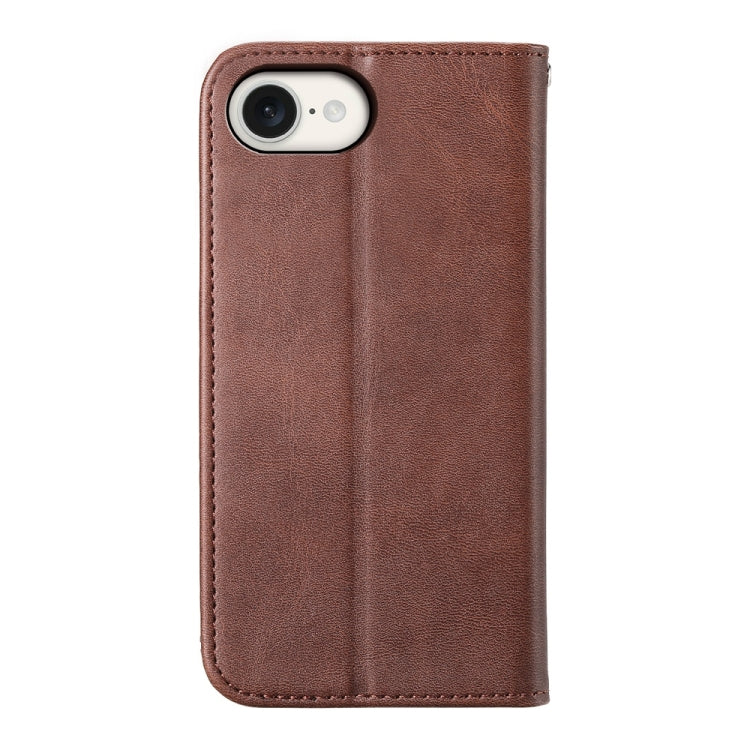 For iPhone 16e Cubic Grid Calf Texture Magnetic Leather Phone Case(Brown) by bashfashion