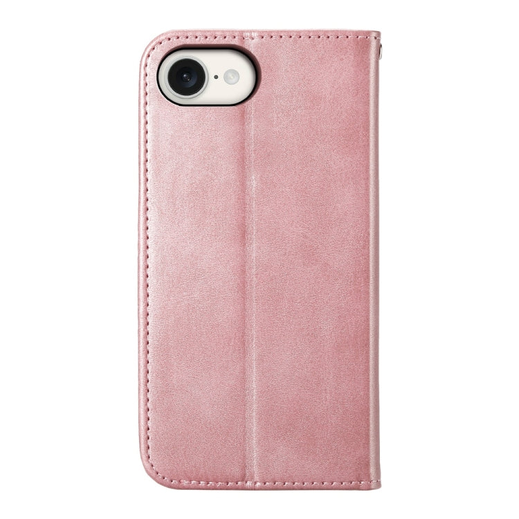 For iPhone 16e Cubic Grid Calf Texture Magnetic Leather Phone Case(Rose Gold) by bashfashion