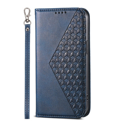 For iPhone 16e Cubic Grid Calf Texture Magnetic Leather Phone Case(Blue) by bashfashion