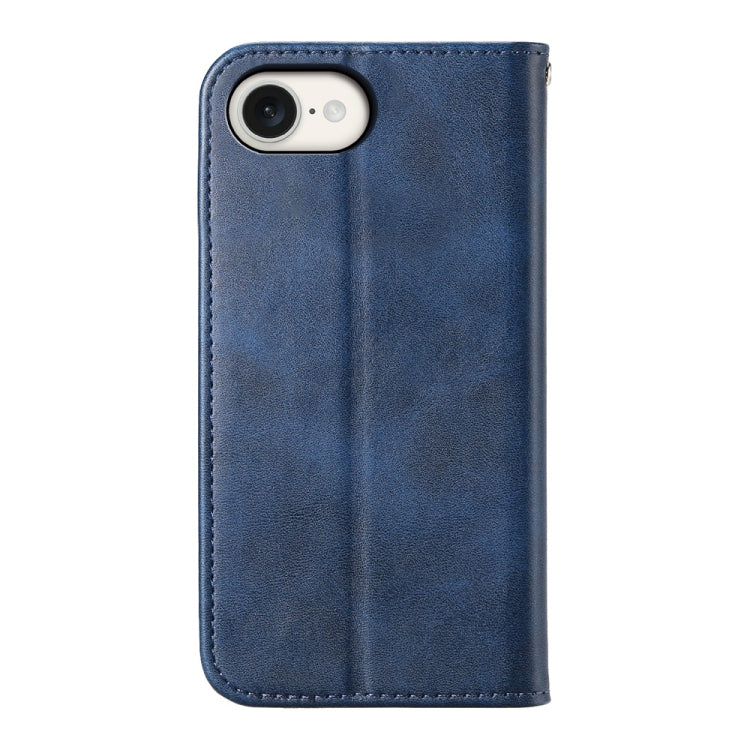 For iPhone 16e Cubic Grid Calf Texture Magnetic Leather Phone Case(Blue) by bashfashion