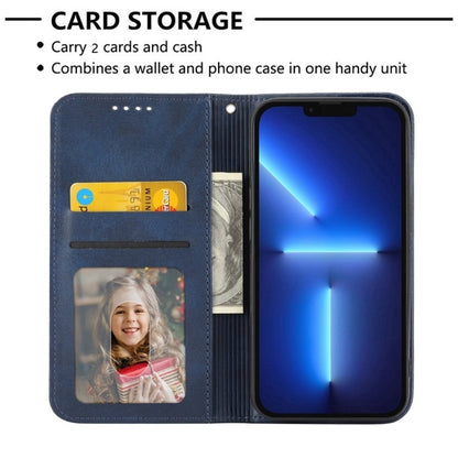 For iPhone 16e Cubic Grid Calf Texture Magnetic Leather Phone Case(Blue) by bashfashion