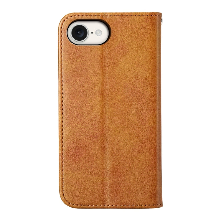 For iPhone 16e Cubic Grid Calf Texture Magnetic Leather Phone Case(Yellow) by bashfashion