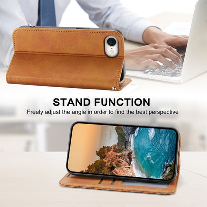 For iPhone 16e Cubic Grid Calf Texture Magnetic Leather Phone Case(Yellow) by bashfashion