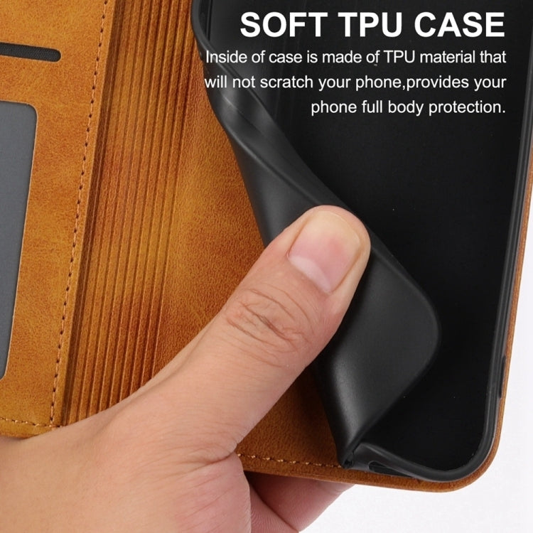 For iPhone 16e Cubic Grid Calf Texture Magnetic Leather Phone Case(Yellow) by bashfashion