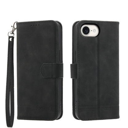 For iPhone 16e Dierfeng Dream Line TPU Hybrid PU Leather Phone Case(Black) by bashfashion