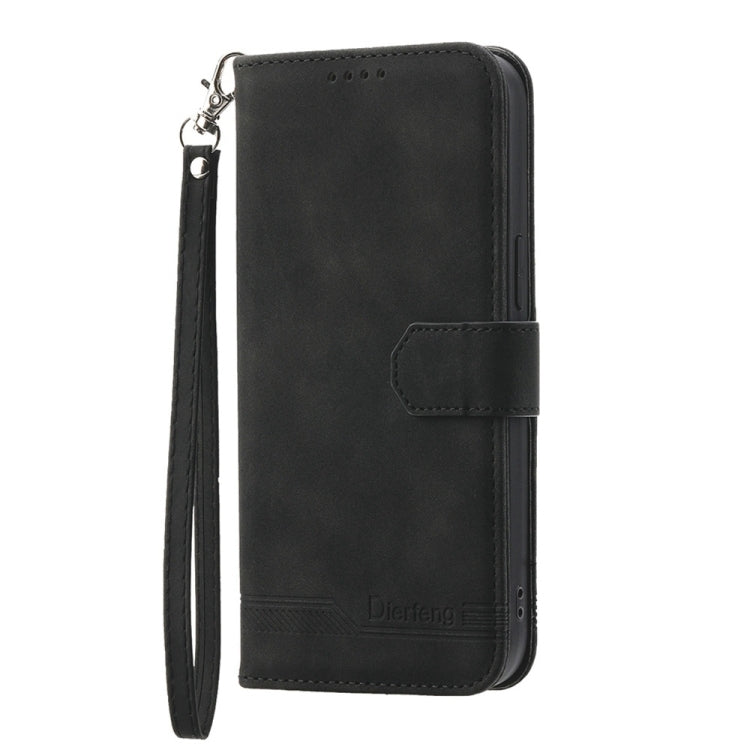 For iPhone 16e Dierfeng Dream Line TPU Hybrid PU Leather Phone Case(Black) by bashfashion