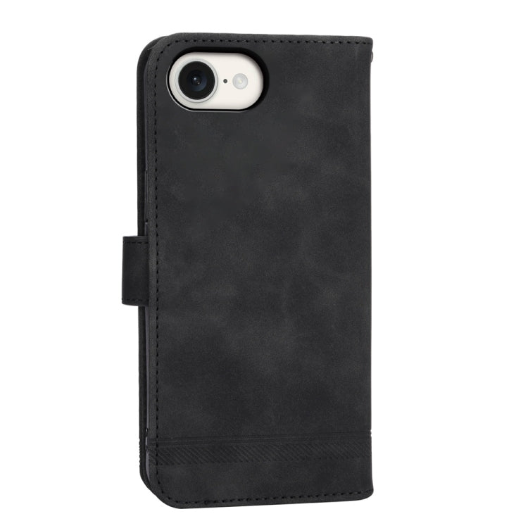 For iPhone 16e Dierfeng Dream Line TPU Hybrid PU Leather Phone Case(Black) by bashfashion