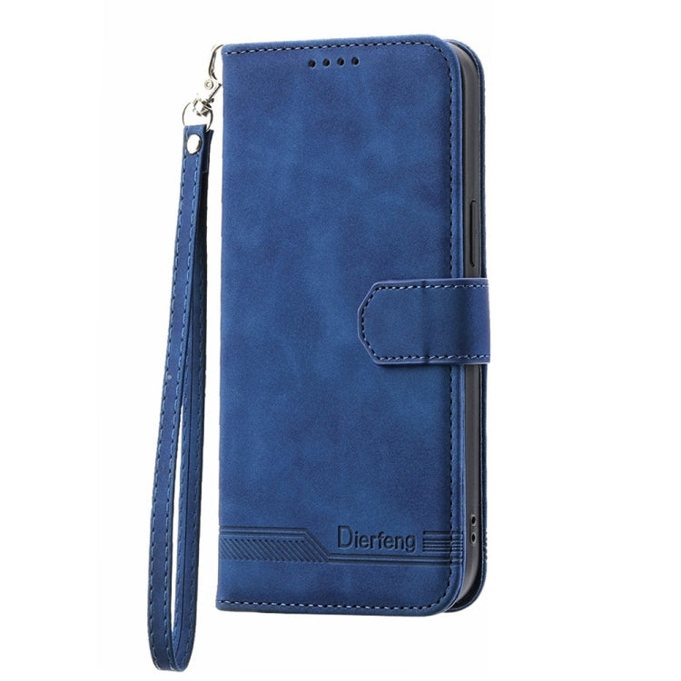 For iPhone 16e Dierfeng Dream Line TPU Hybrid PU Leather Phone Case(Blue) by bashfashion