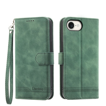 For iPhone 16e Dierfeng Dream Line TPU Hybrid PU Leather Phone Case(Green) by bashfashion