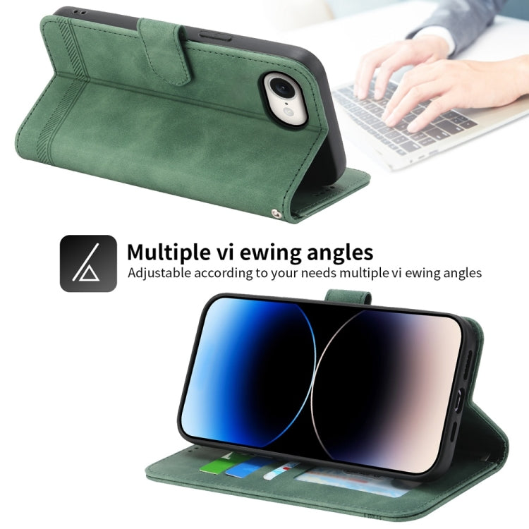 For iPhone 16e Dierfeng Dream Line TPU Hybrid PU Leather Phone Case(Green) by bashfashion