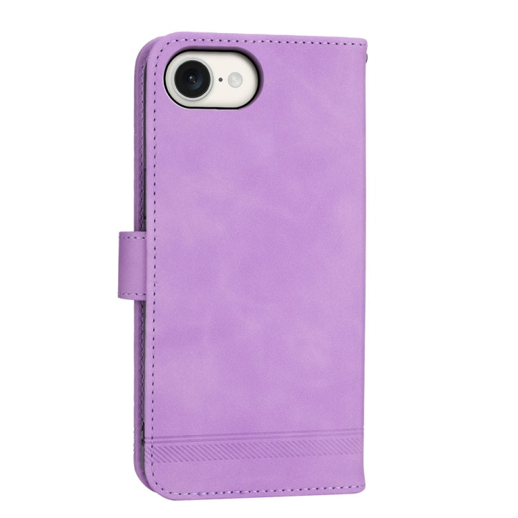 For iPhone 16e Dierfeng Dream Line TPU Hybrid PU Leather Phone Case(Purple) by bashfashion