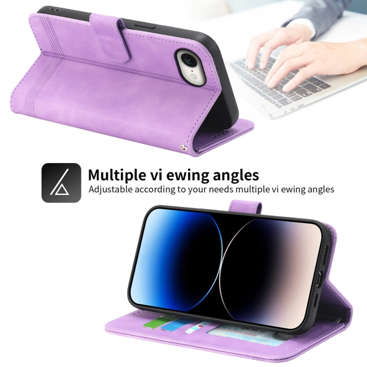 For iPhone 16e Dierfeng Dream Line TPU Hybrid PU Leather Phone Case(Purple) by bashfashion