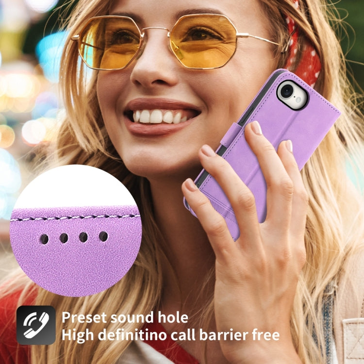 For iPhone 16e Dierfeng Dream Line TPU Hybrid PU Leather Phone Case(Purple) by bashfashion