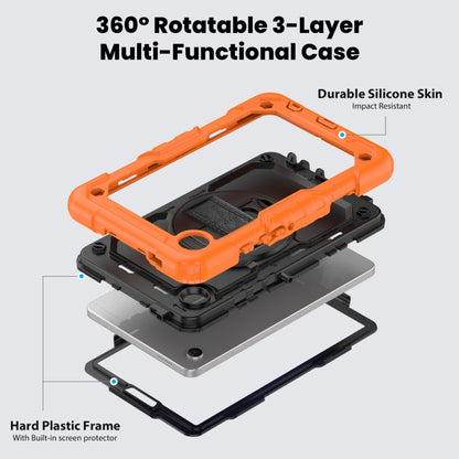 For Samsung Galaxy Tab A9 / Tab A11 Silicone + PC Tablet Case with Shoulder Strap(Orange) by bashfashion