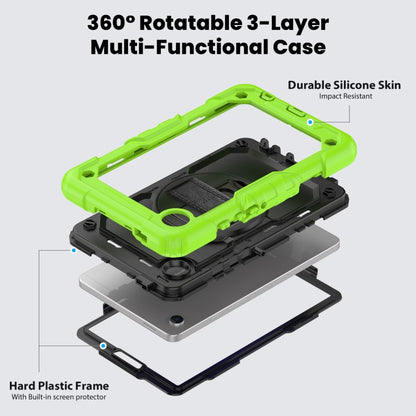 For Samsung Galaxy Tab A9 / Tab A11 Silicone + PC Tablet Case with Shoulder Strap(Yellow Green+Black) by bashfashion